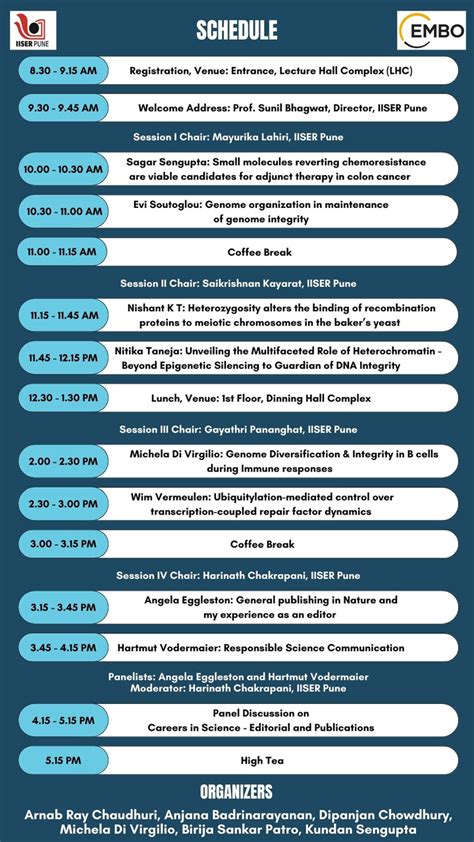 EMBO Satellite Meeting on DNA damage and repair Event - IISER Pune