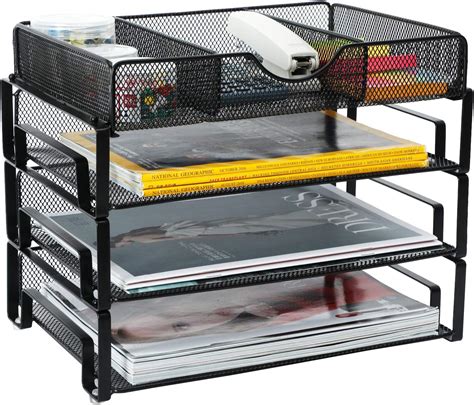 Paper Tray Samstar 3 Tier Letter Tray Paper Organizer With Handle, Mesh ...