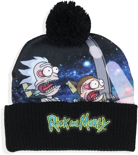 Buy Rick And Morty Spaceship G-Force Embroidered Cuffed Pom Beanie Hat ...