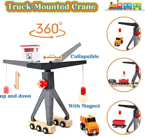 Buy WOOD CITY Wooden Train Set, 56-Piece Deluxe Kids Toy Train Set for ...