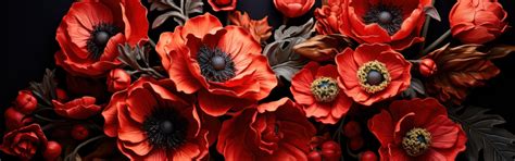 Download wallpaper flowers, Maki, red, black background, composition ...