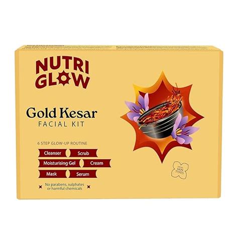NutriGlow Gold Kesar Facial Kit for Glowing Skin, 6-Step Facial Kit for ...