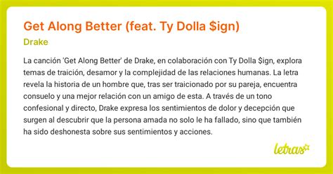 Significado de la canción Get Along Better (feat. Ty Dolla $ign) (Drake ...