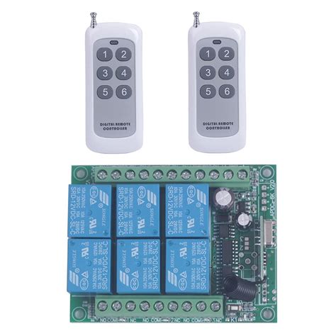 433mhz 12V DC 6 Channel Wireless Remote Control Relay Switch 12V Remote ...