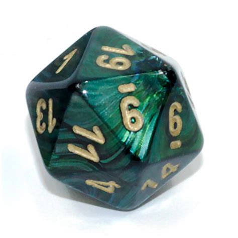 Scarab Jade 20-Sided Die (d20) with Gold Numbers | Dice Game Depot