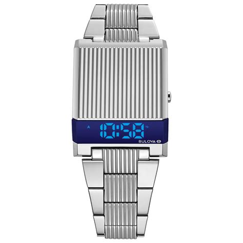 Bulova Archive Series Mens Stainless Steel LED Display Bracelet Watch