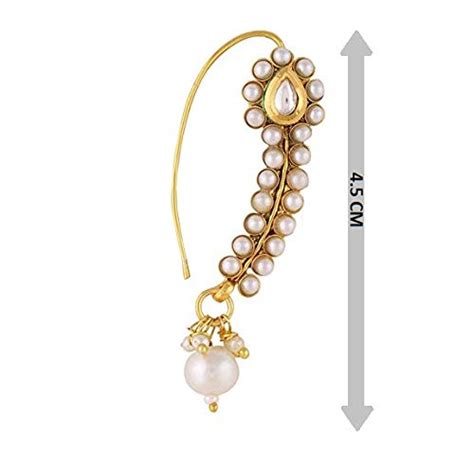 Buy Sanjog Traditional Maharashrian Pearl Nath Nose Ring Piercing Nose ...