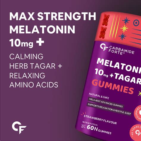 Carbamide Forte Melatonin 10mg Gummies - with TAGARA, L Tryptophan & V