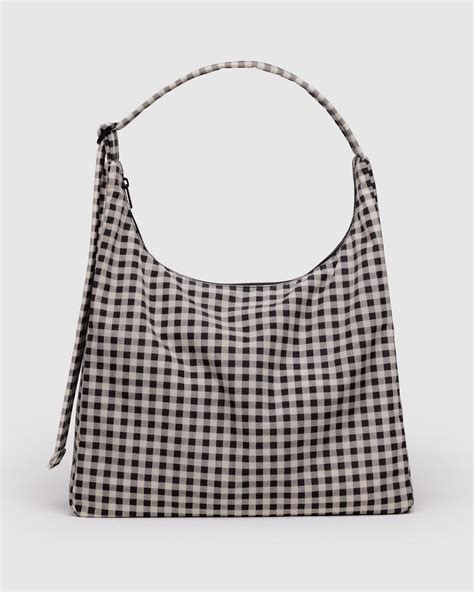 BAGGU Nylon Shoulder Bag - Black & White Gingham | LINE SHOPPING