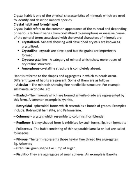 Crystal habit - . Crystal habit and form(shape) Crystal habit refers to ...