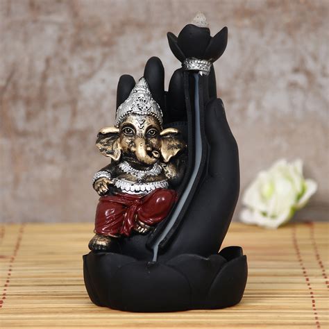 Lord Ganesha Smoke Backflow Cone Incense Holder Decorative Showpiece ...