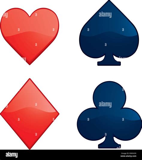 The four playing card suits of hearts, spades, clubs and diamonds Stock ...