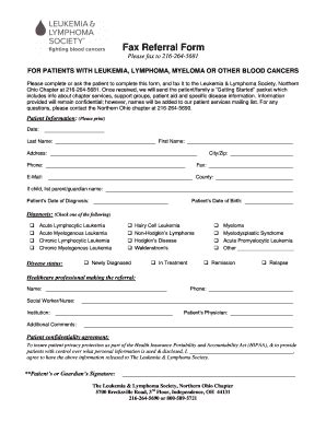 Fillable Online lls Form - The Leukemia & Lymphoma Society - lls Fax ...