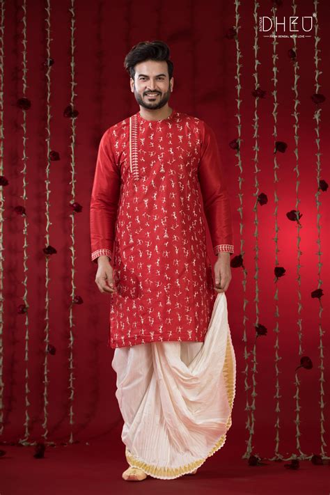 Designer Wedding Silk Kurta & Dhoti(Optional) Set | Dheu