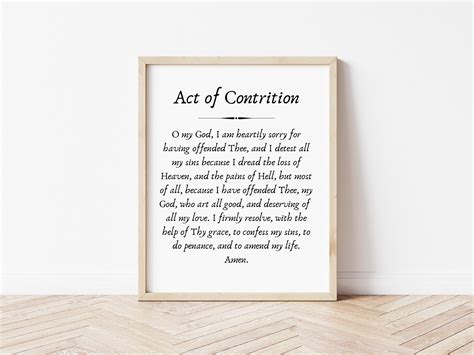 Catholic Prayer Print "act of Contrition" - Oh My God, I Am Heartily ...