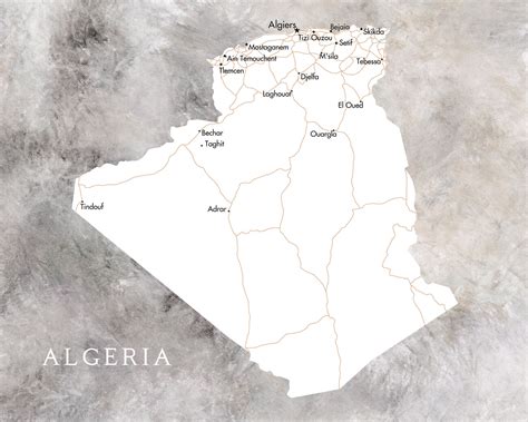 Carte de Map of Algeria ǀ Toutes les cartes et planisphères à accrocher