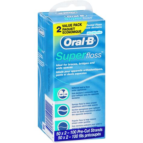 Oral-B Super Floss Pre-Cut Strands Dental Floss, Mint Flavor, 50 Count ...