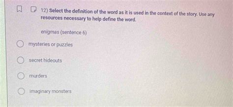 Solved: Select the definition of the word as it is used in the context ...