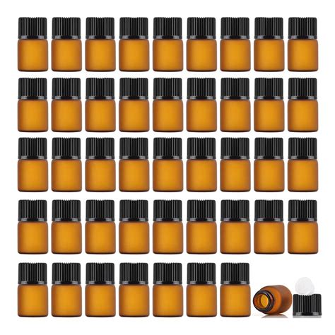 Enslz 2ml (5/8 dram) 50Pcs Mini Amber Glass Essential Oils Sample ...