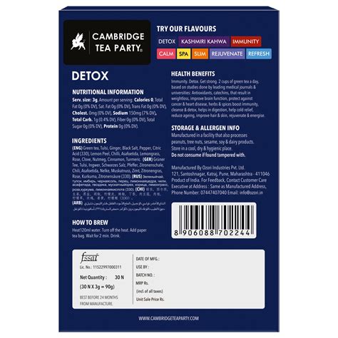 Cambridge Tea Party Detox 30 Tea Bags, Wild Indian Kahwa, Turmeric Gin ...