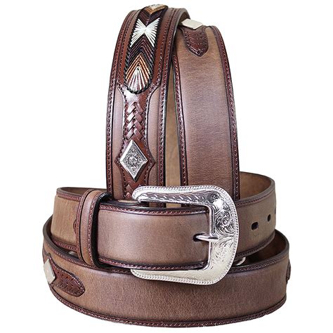 3d-belt - 3d belt mens western leather diamond conchos lacing brown ...