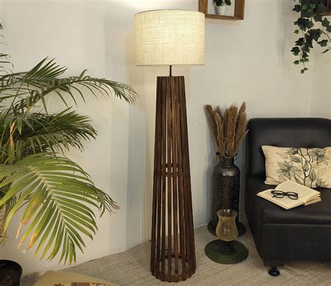 Buy Boho Brown Wooden Floor Lamp at 42% OFF Online | Wooden Street