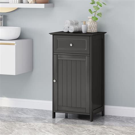 Noble House Katalena Modern Faux Wood Bathroom Storage Cabinet, Black ...
