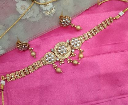 Gold Polki Choker Jewellery Bini Set – BS Jewels