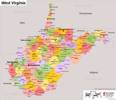 West Virginia State Map | USA | Maps of West Virginia (WV)