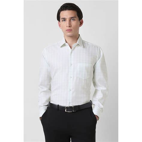 Buy Van Heusen Men Green Checks Full Sleeves Formal Shirt Online