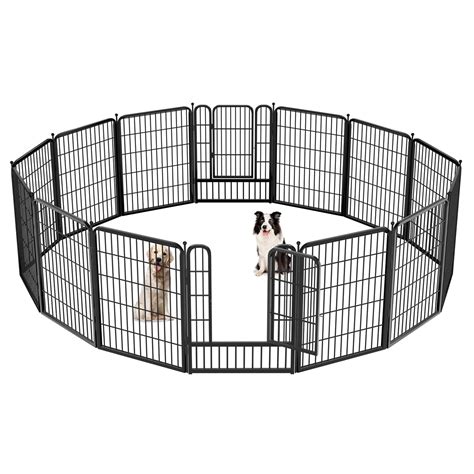 Jhsomdr 32" Height Heavy Duty Metal Dog Playpen 14 Panels Exercise Dog ...