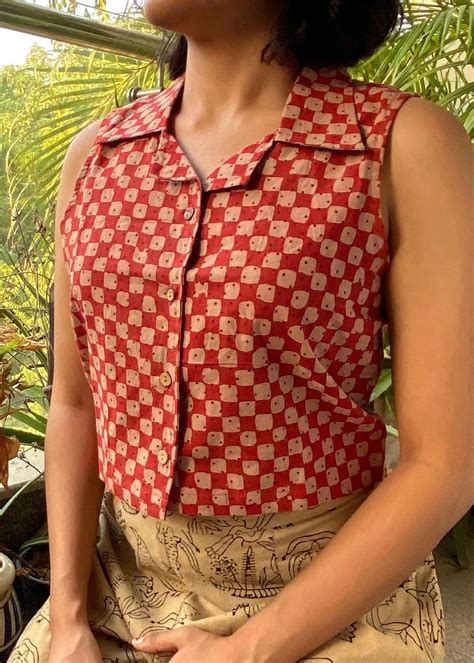 Get Checkered Sleeveless Shirt at ₹ 1200 | LBB Shop