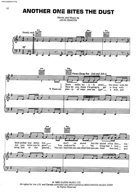 Queen-Another One Bites The Dust Sheet Music pdf, (クイーン) - Free Score ...