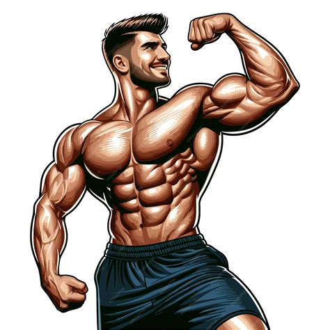 Strong muscular man gives biceps pose vector illustration | Premium AI ...