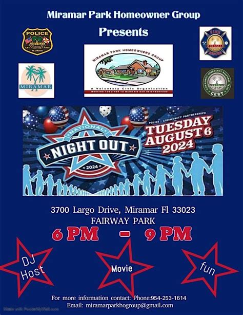 Historic MIRAMAR PARK HOMEOWNERS NATIONAL NIGHT OUT 2024, Fairway Park ...