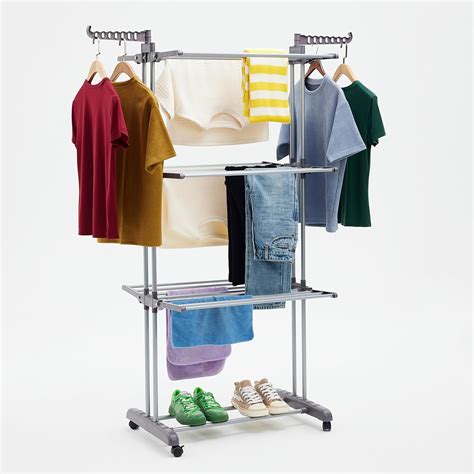 amazon basics Metal Indoor Clothes Drying Rack Tower With Foldable ...