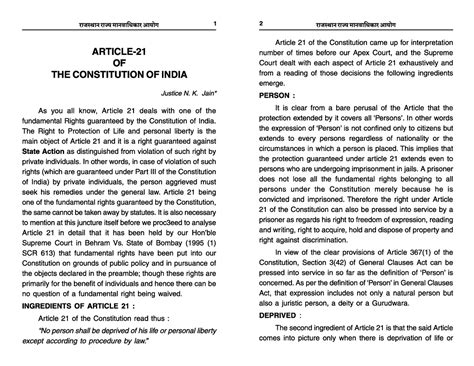 Human Rights Article 21Case lawas related to violation of articles 21 ...