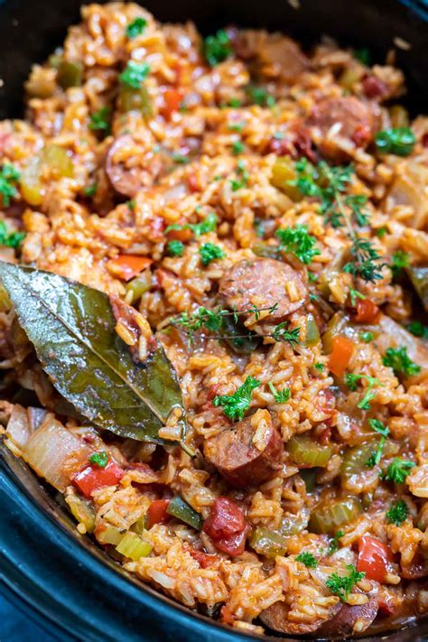 CHICKEN + SAUSAGE SLOW COOKER JAMBALAYA - WonkyWonderful