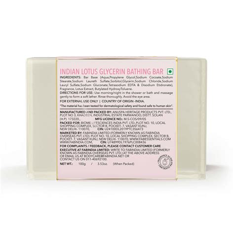 Buy FABESSENTIALS INDIAN LOTUS GLYCERIN BATHING BAR - 100 GM Online ...