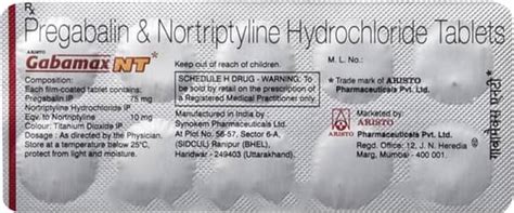 Gabamax Nt 75/10mg Strip Of 10 Tablets: Uses, Side Effects, Price ...
