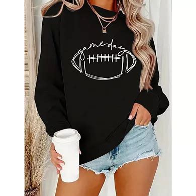 Womens Plus Sweatshirts Long Sleeve Football Game Day Tops Causal Fall ...