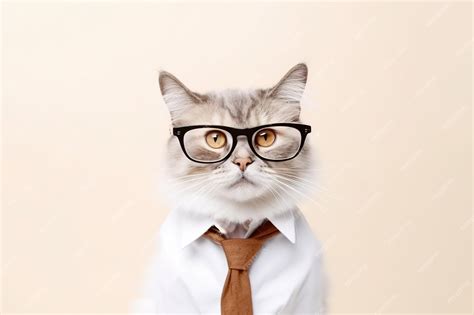 Premium AI Image | Closeup portrait of funny cat wearing glasses ...
