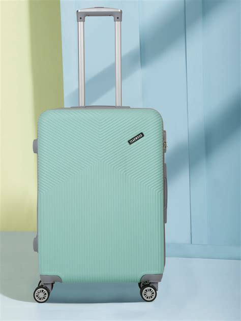 Aqua Blue Textured Hard-Sided Trolley Bag – Teakwood Leathers
