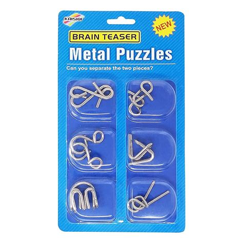PLUSPOINT 6Pc Brain Teasers Metal Wire Puzzle Toys Metal Puzzle Toys ...