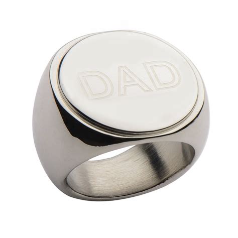 Buy Silver Stainless Steel Engraved DAD Ring Online - INOX Jewelry ...