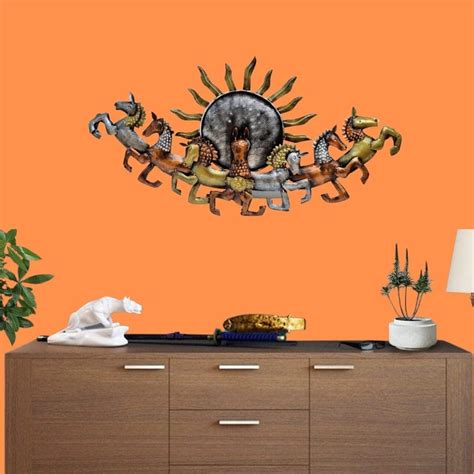 RSN Metal Wall Art Iron Wall Hanging 7 Horse Metal Frame Wall Décor ...