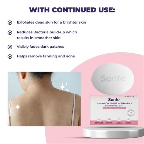 Sanfe 5% Niacinamide & Vitamin C Brightening Soap 75g (Pack of 3)