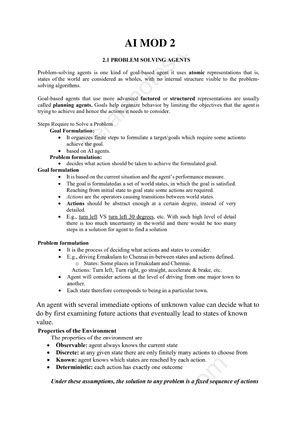 AI IMP Questions - notes - CS 464 ARTIFICIAL INTELLIGENCE MODEL ...