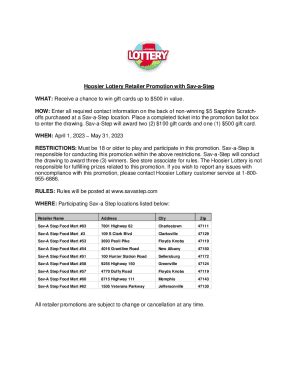 Fillable Online Receive a chance to win gift cards up to $500 in value ...