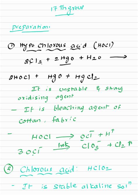 17th Group Elements: Preparation & Properties of Halogen Acids - Studocu